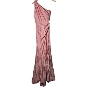 Cynthia & Sahar One-Shoulder Cowl Back Stretch Satin Mermaid‎ Dress XS CS104